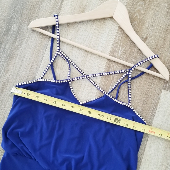 Adrianne Papell Cobalt Blue Formal Dress Rhinestone Crystal Straps Designer NWT - Picture 8 of 15